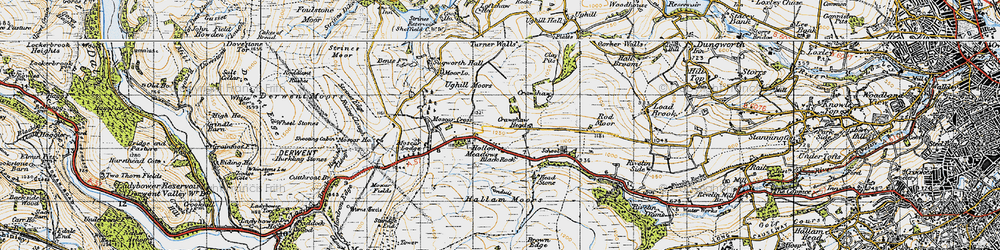 Old map of Hollow Meadows in 1947