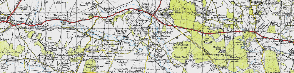 Old map of Hollow Oak in 1945