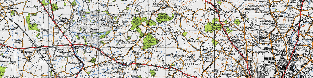 Old map of Birchley Hays Wood in 1947