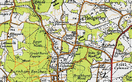 Old map of Hollybush Corner in 1945