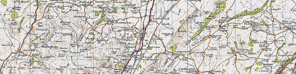 Old map of Hollyhurst in 1947
