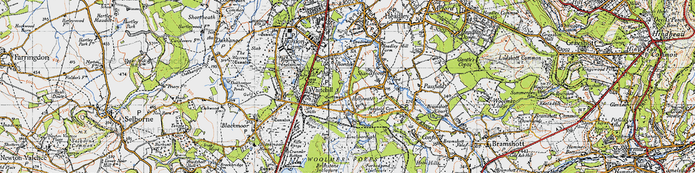 Old map of Hollywater in 1940