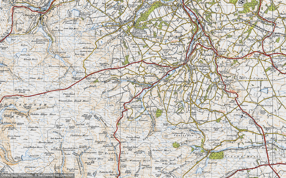 Old Map of Historic Map covering Brownhill Resr in 1947