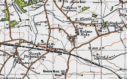 Old map of Holme Hale in 1946