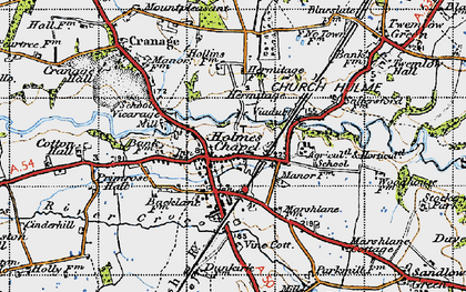 Old map of Holmes Chapel in 1947
