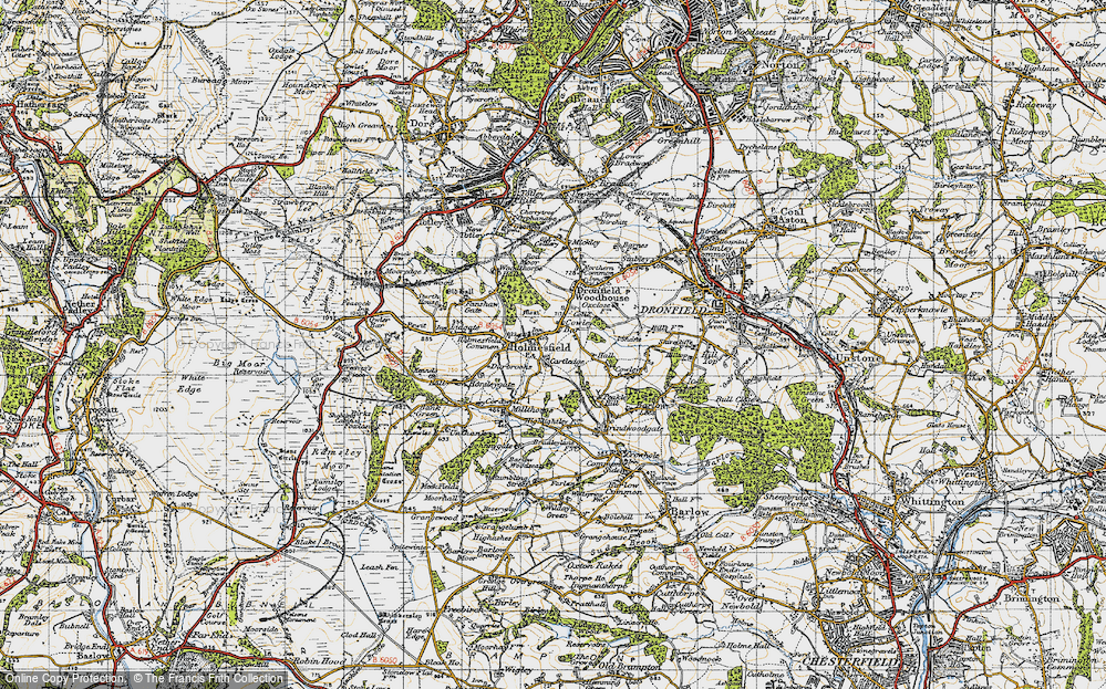 Old Map of Holmesfield, 1947 in 1947