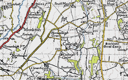 Old map of Holmsleigh Green in 1946