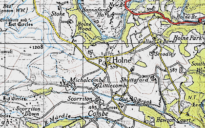 Old map of Holne in 1946