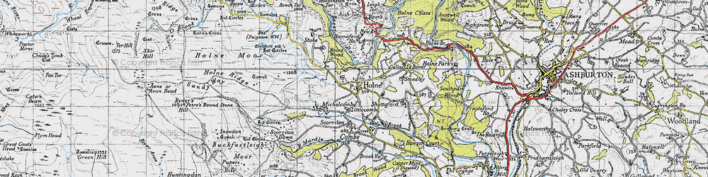 Old map of Holne in 1946