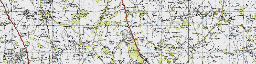 Old map of Holnest in 1945