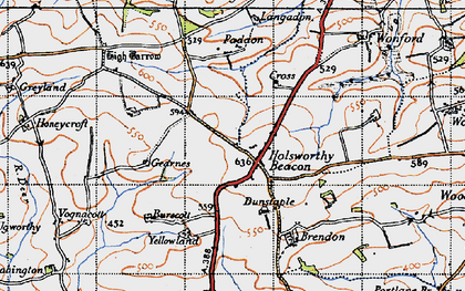 Old map of Holsworthy Beacon in 1946