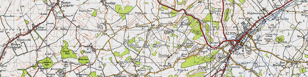 Old map of Holt End in 1945