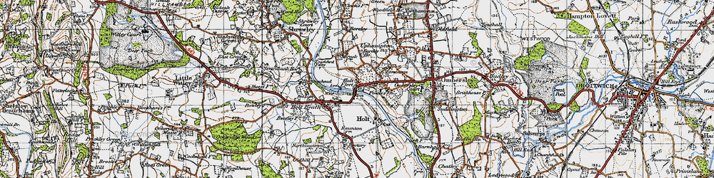 Old map of Holt Fleet in 1947