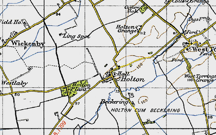 Old map of Holton cum Beckering in 1946