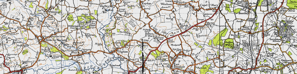 Old map of Holton St Mary in 1946