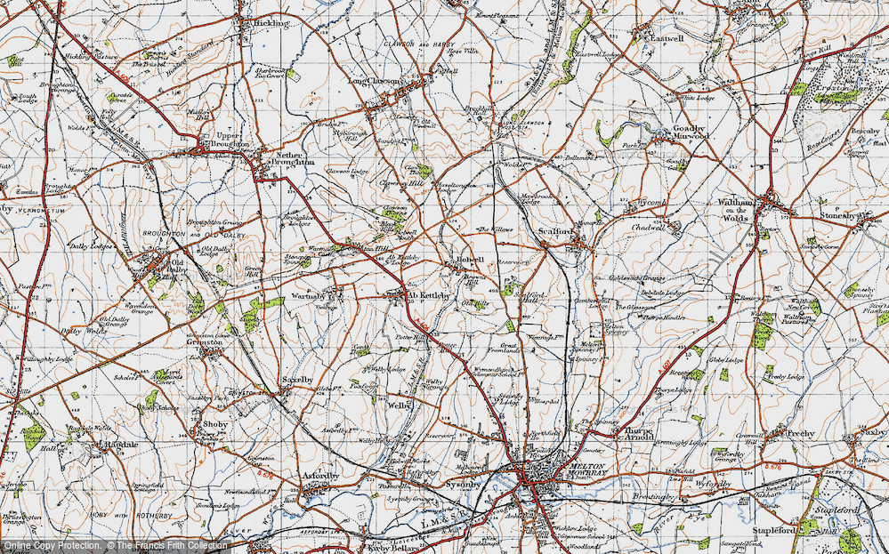 Old Map of Historic Map covering Scalford Hall in 1946