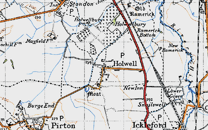 Old map of Holwell in 1946