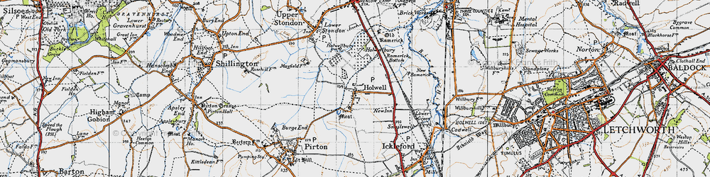 Old map of Holwell in 1946