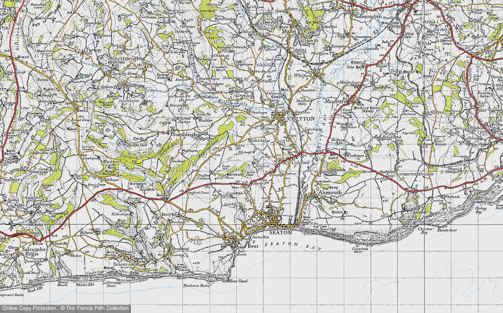 Old Map of Historic Map covering Colyton Hill in 1946