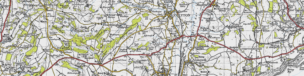 Old map of Holyford in 1946