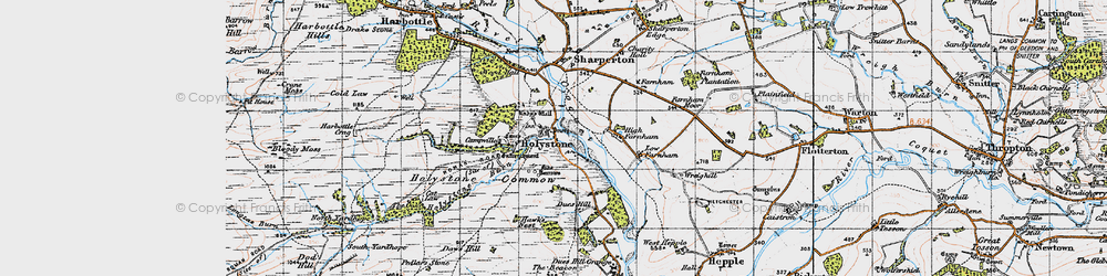 Old map of Holystone in 1947