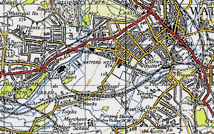 Old map of Cassiobury Park in 1946