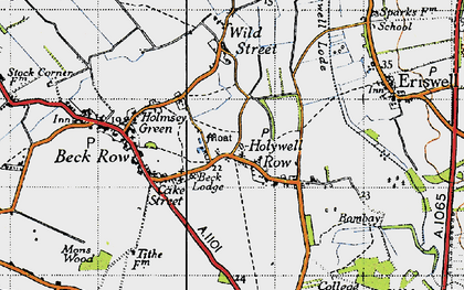 Old map of Holywell Row in 1946