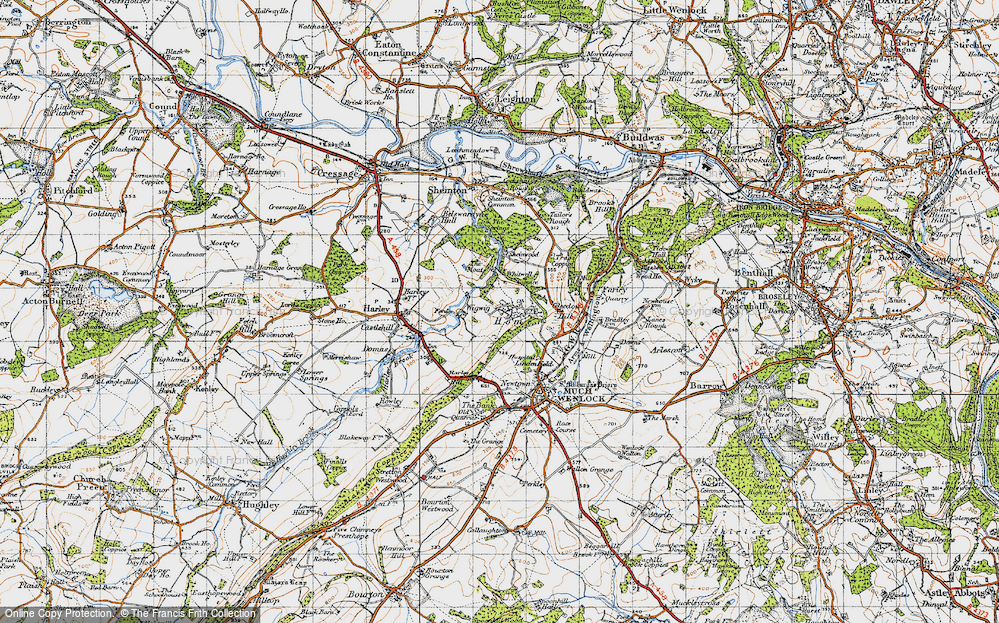 Old Map of Historic Map covering Wigwig in 1947