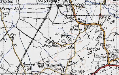 Old map of Honey Hall in 1946