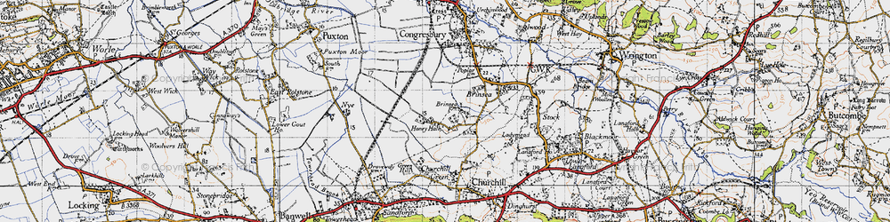 Old map of Honey Hall in 1946