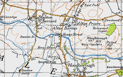 Old map of Honeystreet in 1940