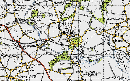 Old map of Honing in 1945