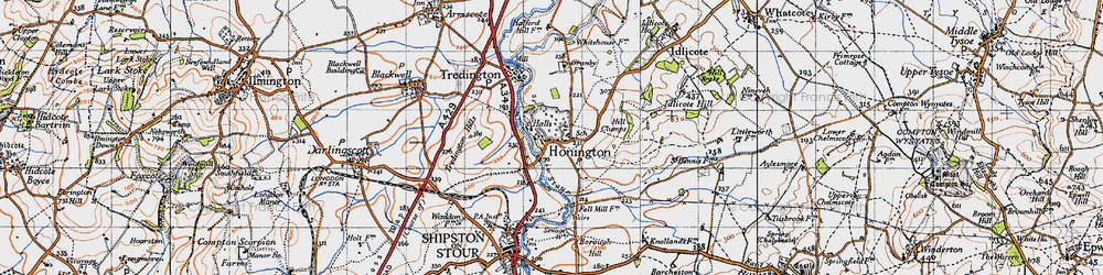 Old map of Tus Brook in 1946