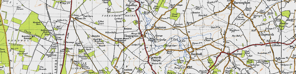 Old map of Honington in 1946