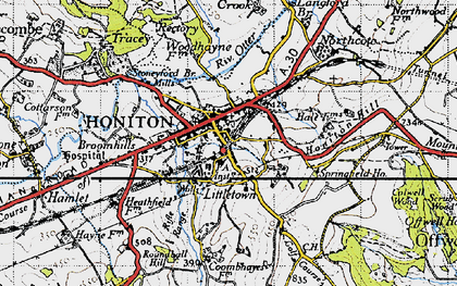 Old map of Honiton in 1946