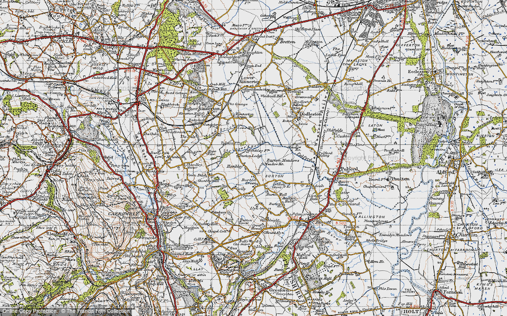 Old Map of Historic Map covering Burton Meadows in 1947
