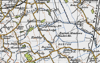 Old map of Burton Meadows in 1947