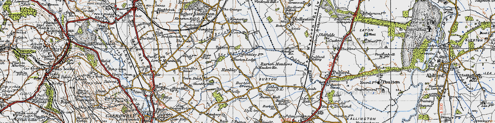 Old map of Honkley in 1947