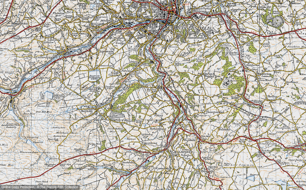 Old Map of Honley, 1947 in 1947