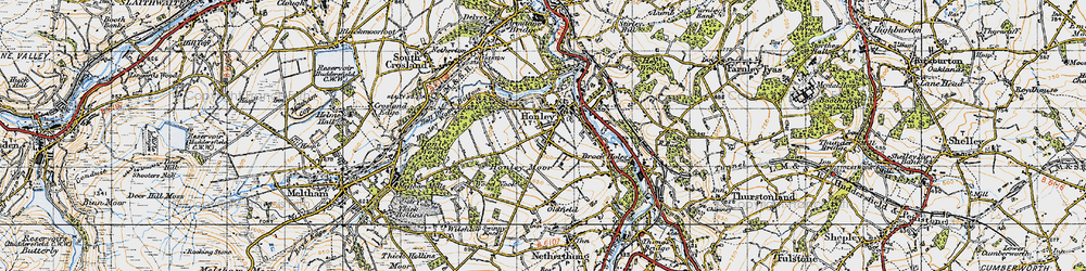 Old map of Honley in 1947