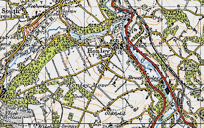 Old map of Honley Moor in 1947