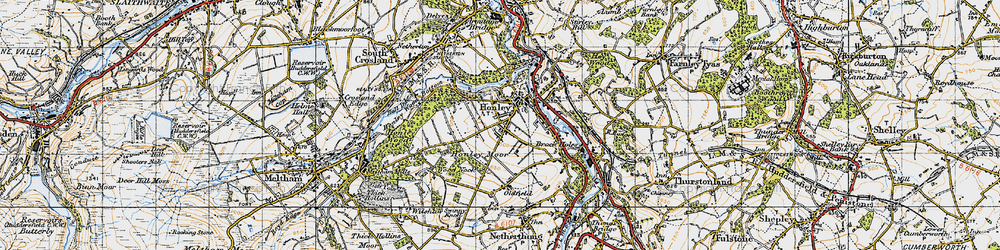 Old map of Honley Moor in 1947