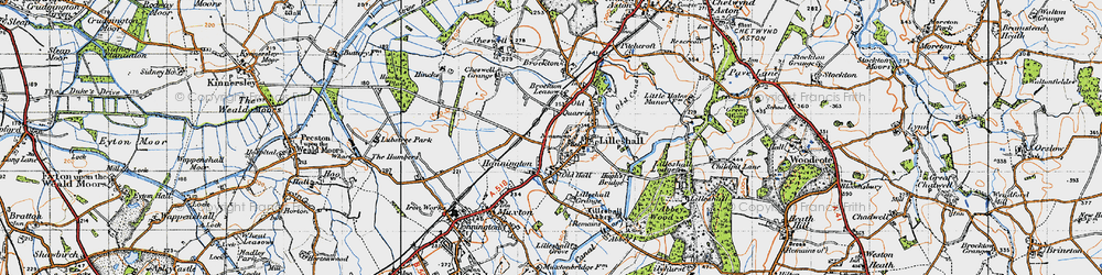 Old map of Honnington in 1946