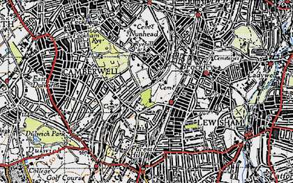 Old map of Honor Oak in 1946