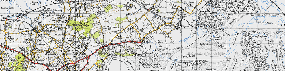 Old map of Hoo St Werburgh in 1946