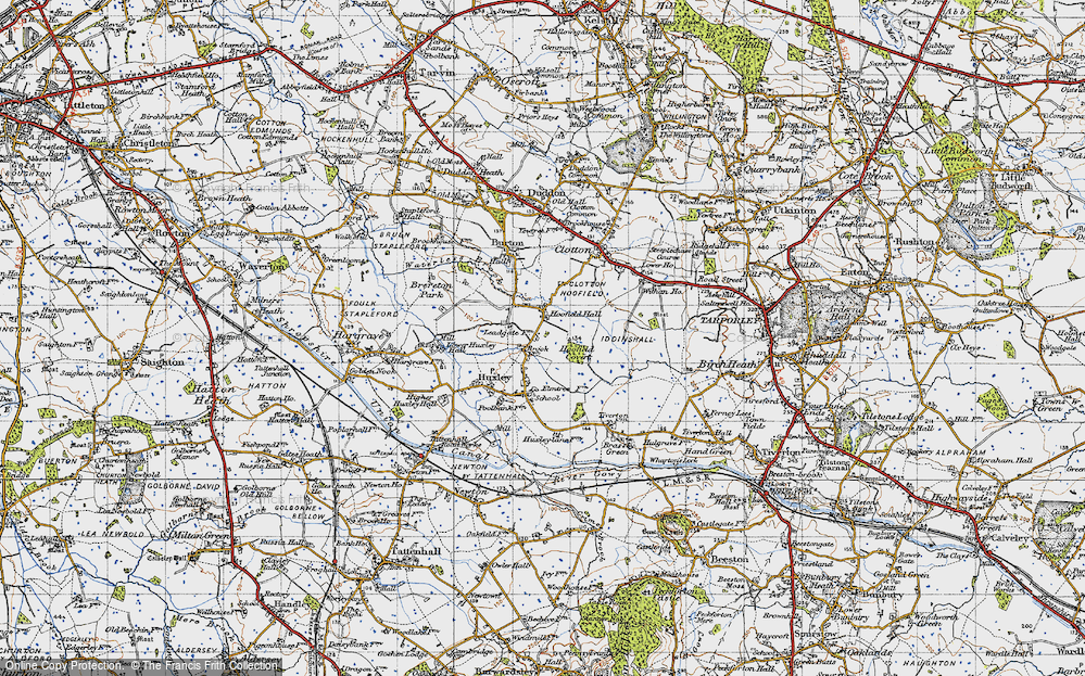 Old Map of Historic Map covering Brook Lodge in 1947
