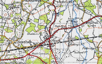 Old map of Hook in 1940
