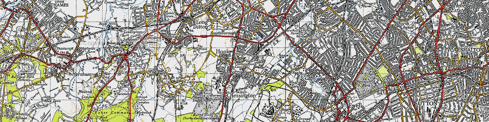 Old map of Hook in 1945