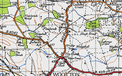Old map of Hook in 1947