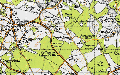 Old map of Hook End in 1947